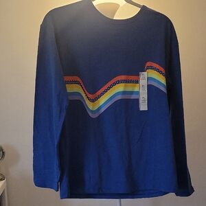 Cat & Jack Blue Long Sleeve Shirt with Rainbow Design